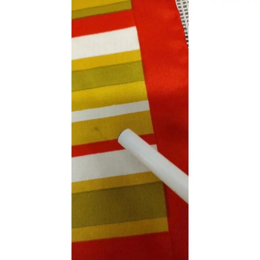 Vintage Dior Silk Scarf Striped Avocado Paris 1960s Designer Mid Century Mod 60s